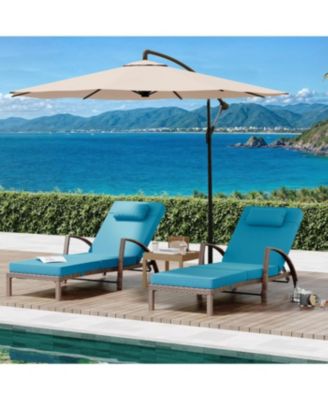 Set of 2 Rattan Folding Chaise Loungers, 5-Position Adjustable