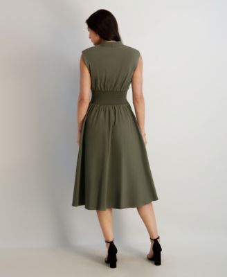 Women's Sleeveless V-Neck Zip-Front Maxi Dress