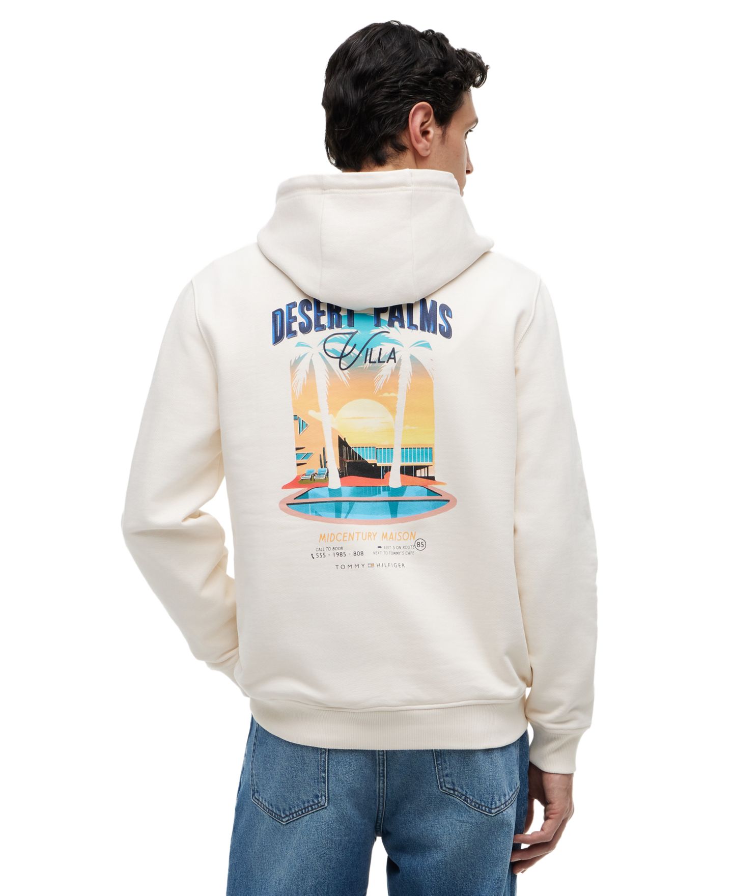 Мужское худи Tommy Hilfiger Summer Back Graphic Regular-Fit, цвет: Слоновая кость — фото 1