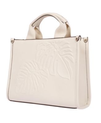 Darcy Leaf Motif Medium Tote – Embossed PU Convertible Top Handle and Crossbody Bag