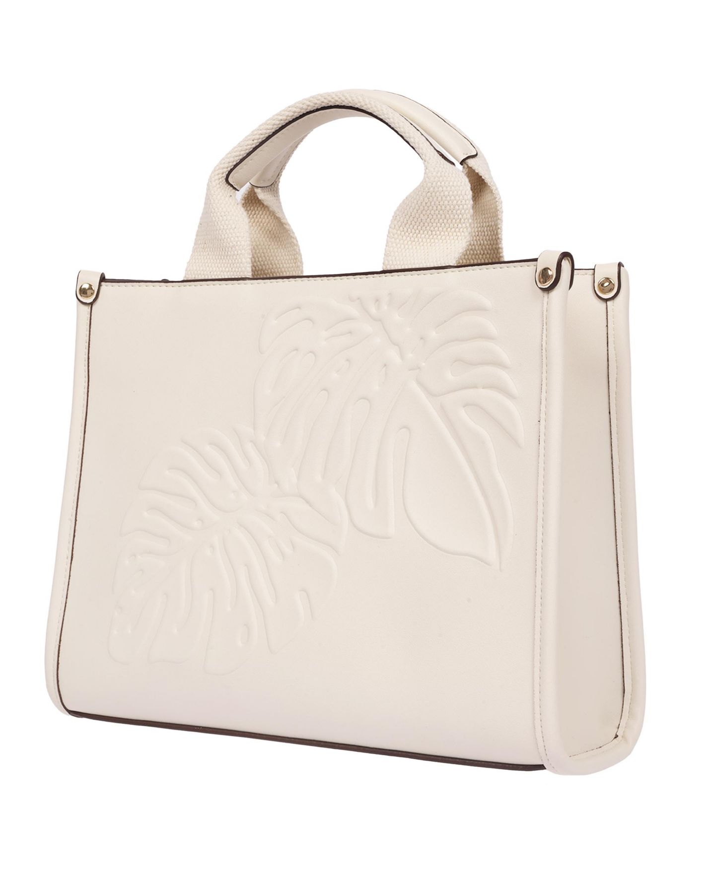 Женская сумка Tommy Bahama Darcy Leaf Motif Medium Tote – Embossed PU Convertible Top Handle and Crossbody, цвет: Слоновая кость — фото 4