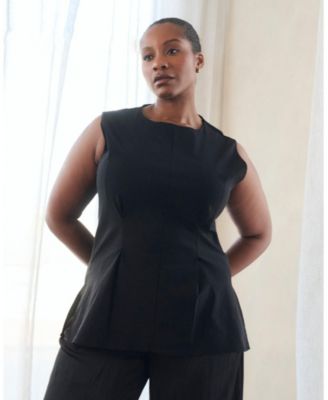 Plus Size Hallie High-Neck Sleeveless Peplum Top