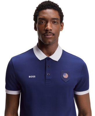 Men's Paddy USA Country Flag Trim Polo Shirt