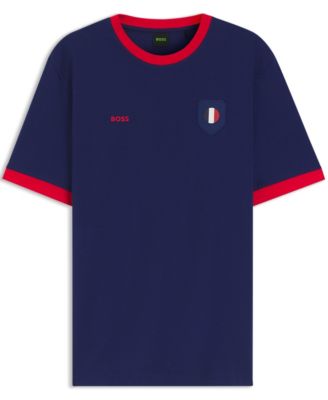 BOSS by Men's Stretch-Cotton France Country Flag Logo T-Shirt