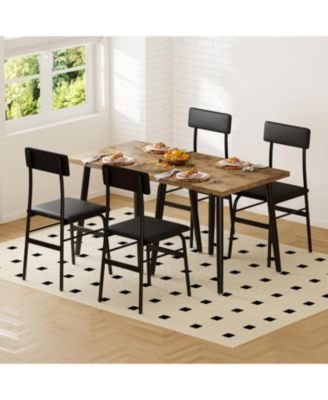 Dining Table Set for 2, Wood Kitchen Table with 2 Upholstered Chairs, Space-Saving Kitchen and Dining Room Furniture for Small Spaces