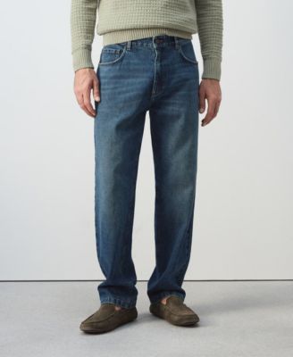 Men's Straight Fit Cotton-Linen Jeans