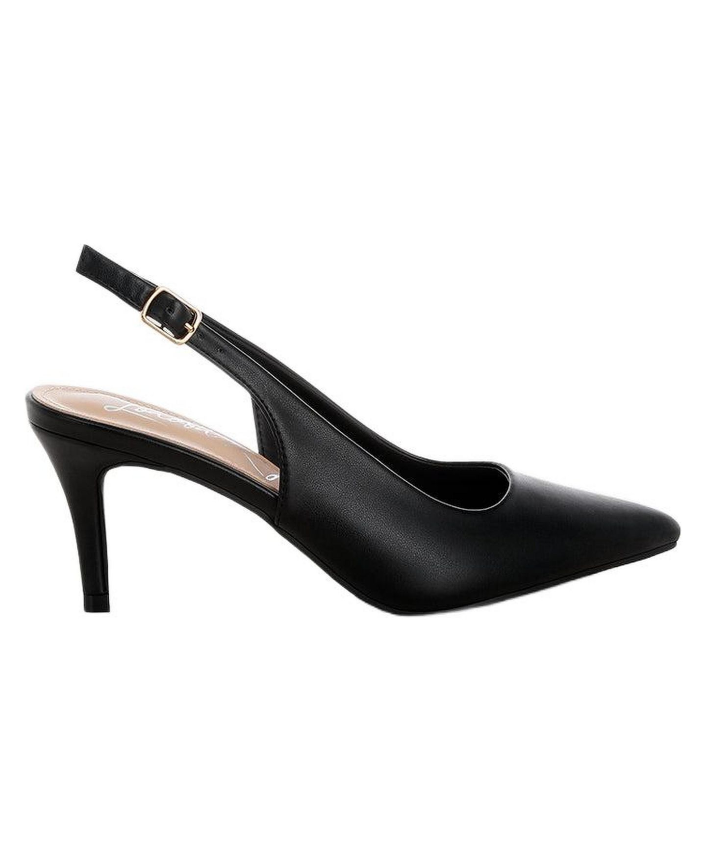 Женские туфли London Rag Jaoba Pointed Toe Pin Buckle Slingbacks, цвет: Чёрная искусственная кожа — фото 6