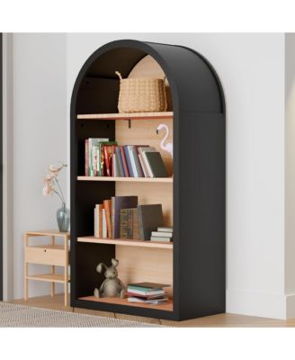 43" Arched Bookshelf - 4 Tiers Bookcase with Storage Shelves for Living Room, Home Office