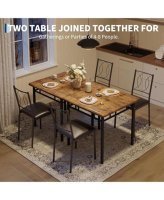 Dining Table Set for 2, Small Kitchen Table with Upholstered Chairs, Farmhouse Wood Dining Table Chairs for Kitchen Room, Small Spaces
