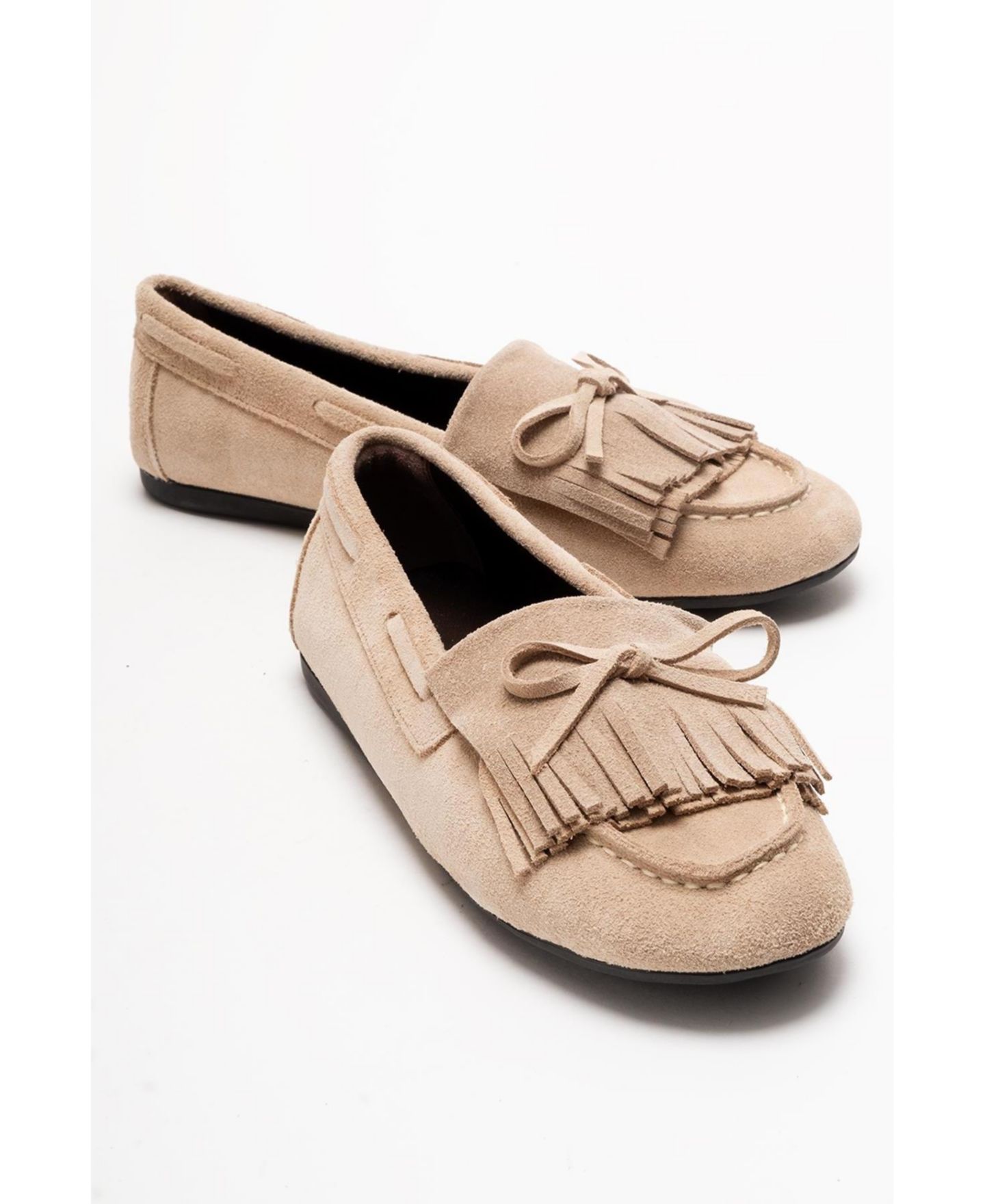 Женские туфли Forever & Always Shoes Axeli Leather Tassel Loafer, цвет: Бежевый замшевый кожаный — фото 3
