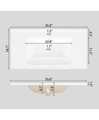 35.6" White Ceramic Basin, Only Ceramic Sink, Without Cabinet