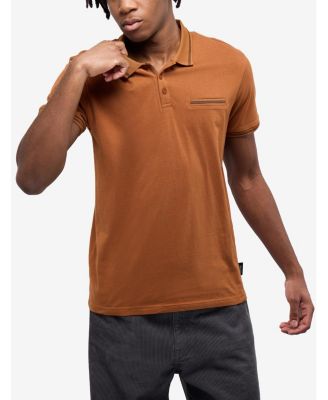 CULTURA Men's Short Sleeves Cotton Polo With Jaquard Rib And Chest Rib Pocket