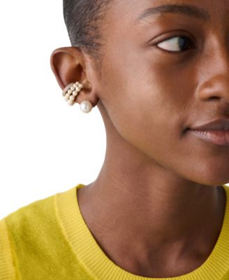 Cubic Zirconia & Imitation Pearl Ear Cuff Earrings