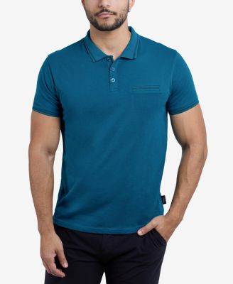 CULTURA Men's Short Sleeves Cotton Polo With Jaquard Rib And Chest Rib Pocket