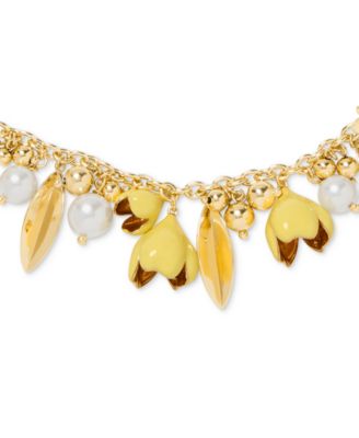 Golden Bloom Glass & Cubic Zirconia Statement Necklace