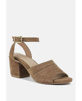 MON-BEAU Women Fine Suede Block Heeled Sandal