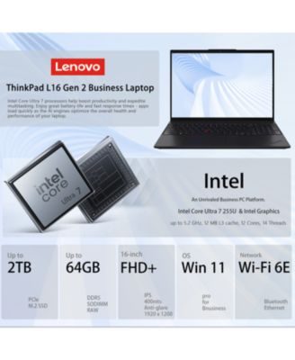 ThinkPad L16 16" Traditional Laptop Intel Core Ultra 7 32GB RAM Intel Graphics 1TB SSD Storage Windows 11 Pro 60Hz