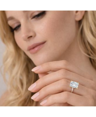 Valentina Moissanite 3 ct. t.w. Emerald Cut Solitaire Ring in Gold Vermeil