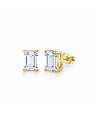 Valentina Moissanite 1 ct. Emerald Cut Stud Earrings in Gold Vermeil