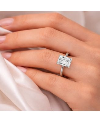 Valentina Moissanite 3 ct. t.w. Emerald Cut Solitaire Ring in Gold Vermeil