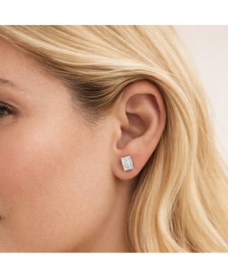 Valentina Moissanite 1 ct. Emerald Cut Stud Earrings in Gold Vermeil