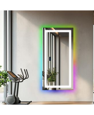 LUVOD 48”x24” Rectangle Smart LED Bathroom Mirror Smart LED Bathroom Mirror Digital Display Anti Fog Memory Function
