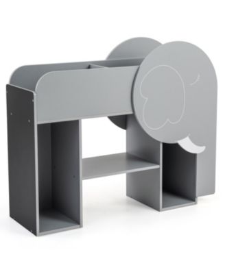 Montessori Bookshelf with Elephant Shape 3-Tier Toddler Toy Storage Organizer