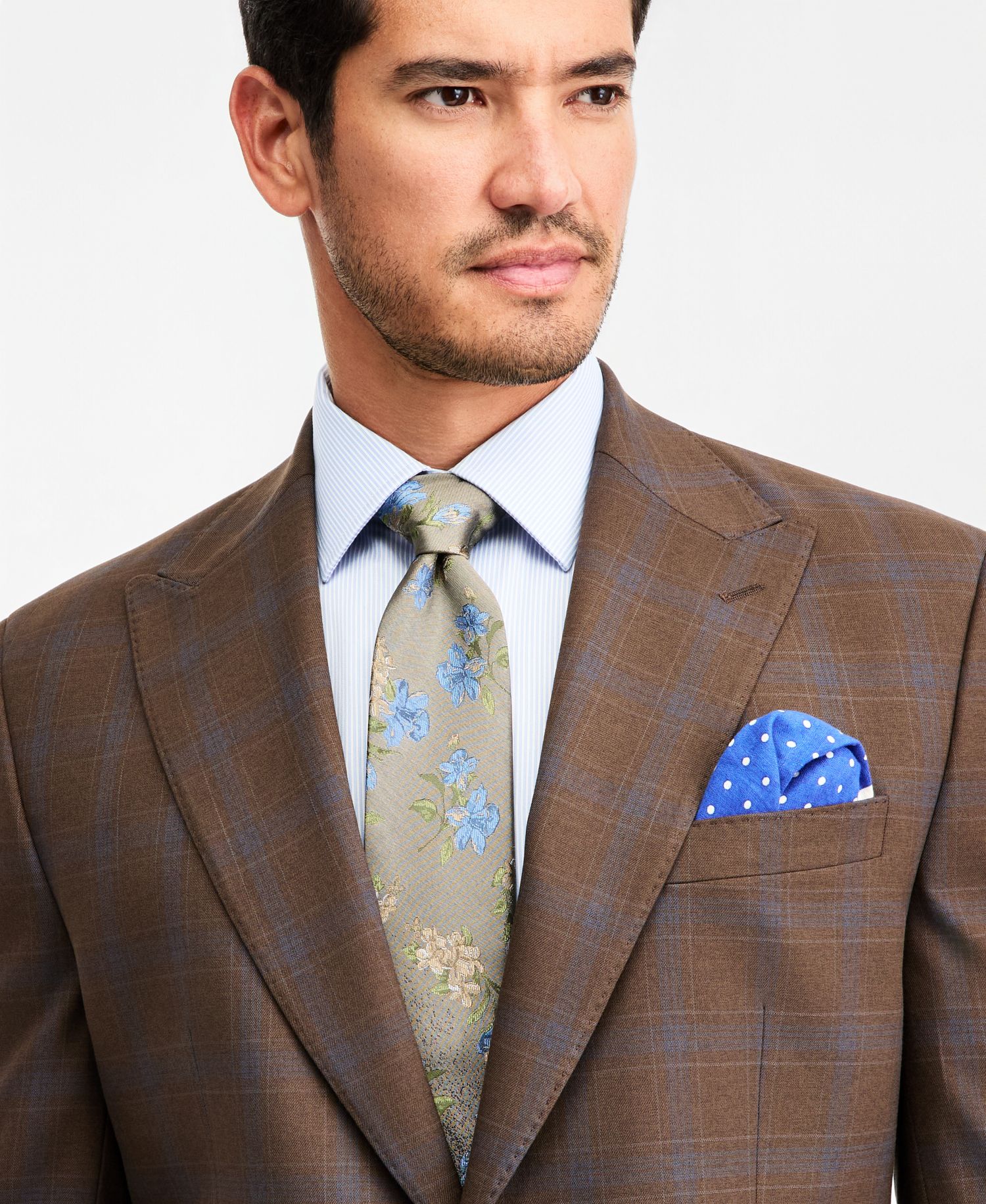 Men's Classic-Fit Brown Plaid Suit Separate Jacket