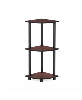 3 Tier Decorative Corner Bookshelf Display Rack, Dark Cherry