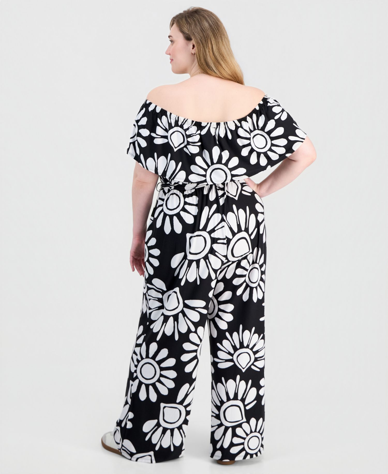 Trendy Plus Size Off-The-Shoulder Jumpsuit