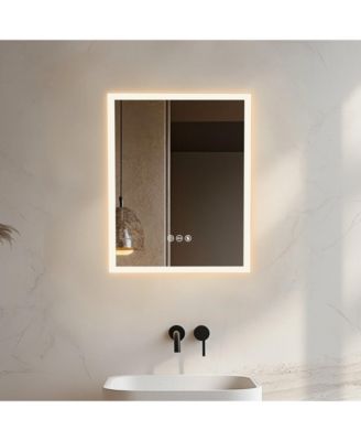 Wall Mounted LED Bathroom Mirror Dimmable 3 Colors Back Lit Anti Fog Memory Function