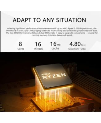 ThinkPad E16 Traditional Laptop AMD Ryzen 7 32GB RAM AMD Radeon Graphics 1TB SSD Storage Windows 11 Pro 60Hz