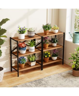 3 Tier Bookcase with Heavy Duty Metal Frame Industrial Shelf