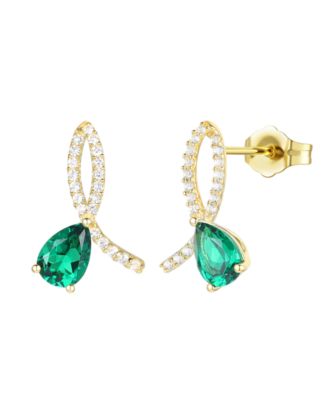 Lab Grown Ruby (1-3/4 ct. t.w.) & Lab Grown White Sapphire (1/3 ct. t.w.) Earrings in 14k Gold Over Sterling Silver (Also Available in Sapphire & Emerald)