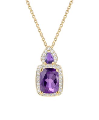 Amethyst (1-3/8 ct. t.w.) & Lab Grown White Sapphire (1/5 ct. t.w.) Pendant Necklace in 14k Gold Over Sterling Silver (Also Available in Multi-Stones)