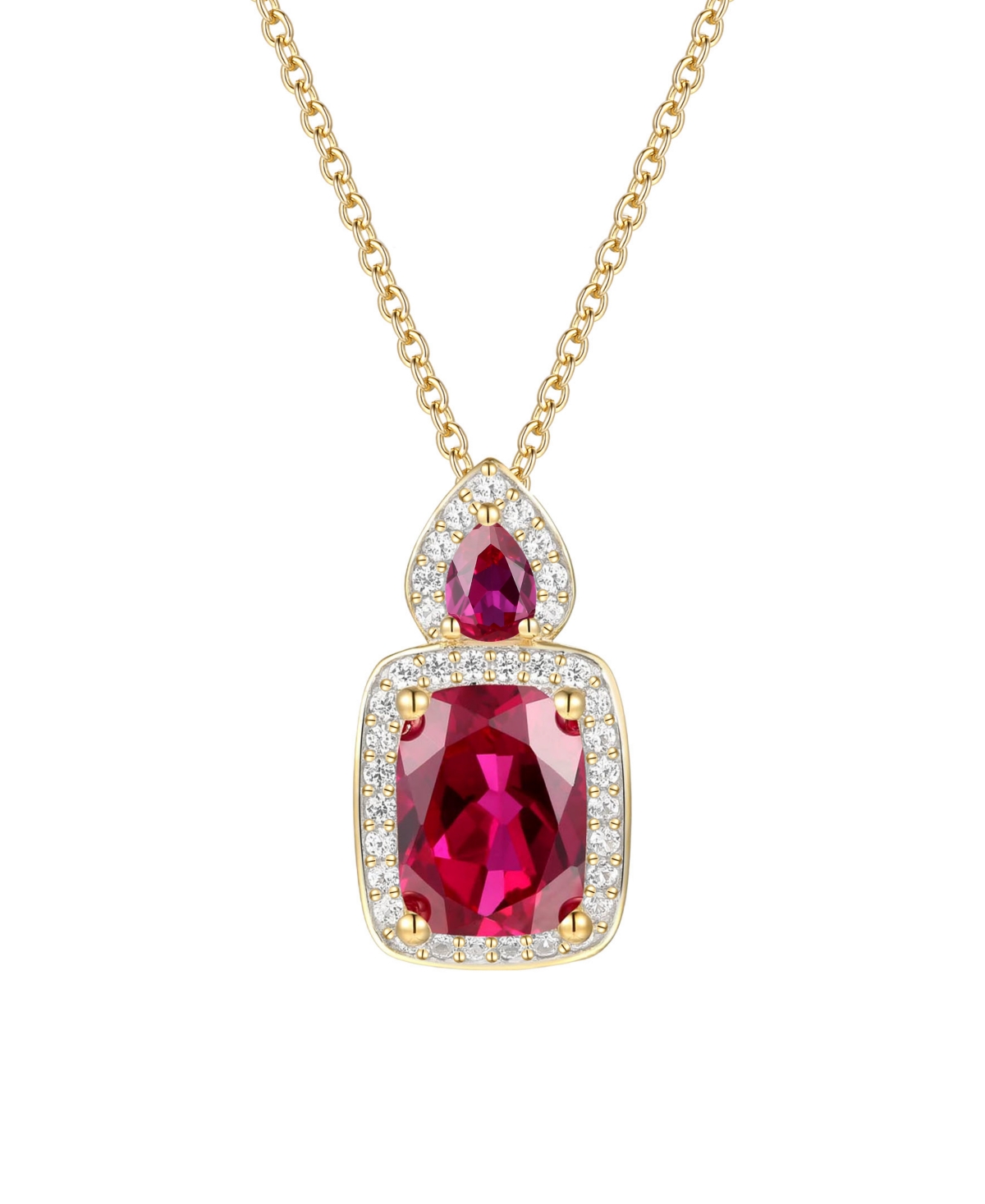 Macy's Amethyst (1-3/8 ct. t.w.) & Lab Grown White Sapphire (1/5 ct. t.w.) Pendant Necklace in 14k Gold Over Sterling Silver (Also Available in Multi-