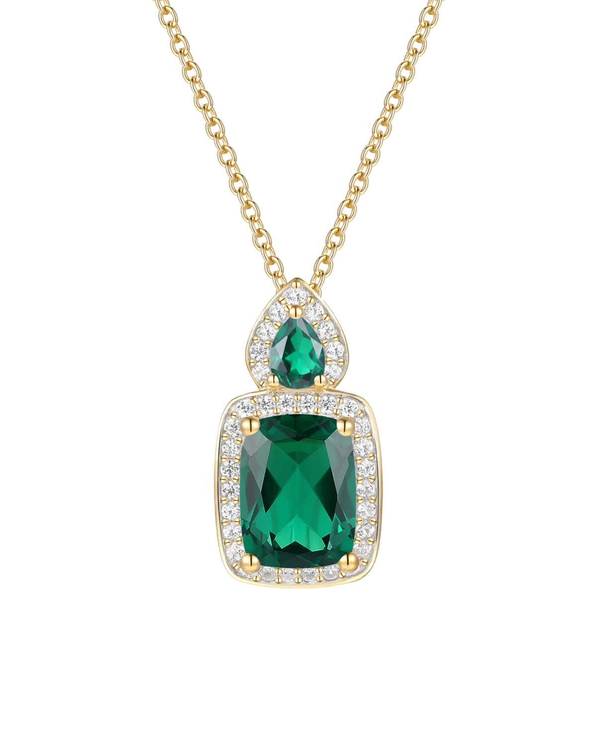 Macy's Amethyst (1-3/8 ct. t.w.) & Lab Grown White Sapphire (1/5 ct. t.w.) Pendant Necklace in 14k Gold Over Sterling Silver (Also Available in Multi-