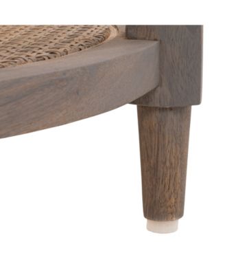 23" Wood Round End Table with 2-Woven Cane Shelves