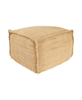 Handwoven 24" Jute Pouf with Flanged Edges