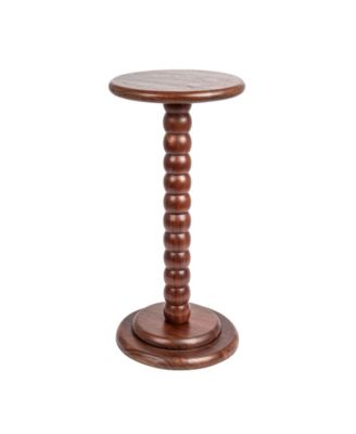 Stacked Pedestal 12" Wood Cocktail Side Table