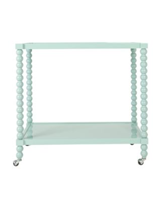 35" Rubberwood 2-Tier Bar Cart on Wheels