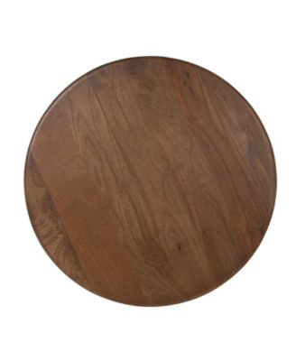 30" Mango Wood Round Bulbed Pedestal Coffee Table