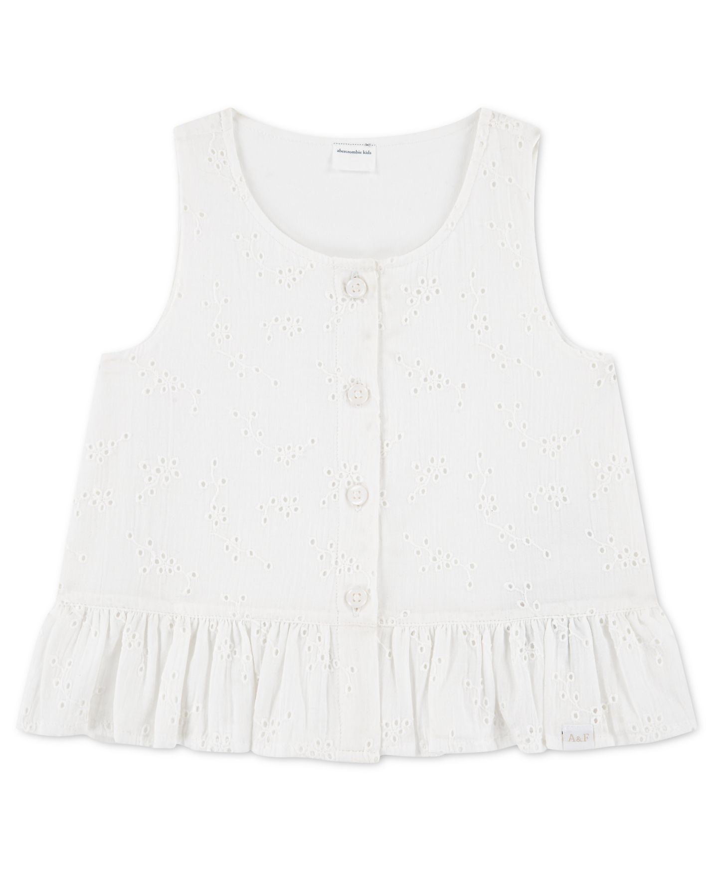 Майка для девочек abercrombie kids с баской и пуговицами, 2T-5T, цвет: Белый — фото 1