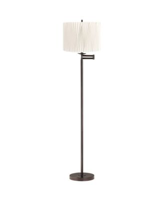 Gabrielle Modern 60 1/2 Tall Standing Floor Lamp Adjustable Swing Arm Brown Metal Bronze Finish Pleated Diamond Shade