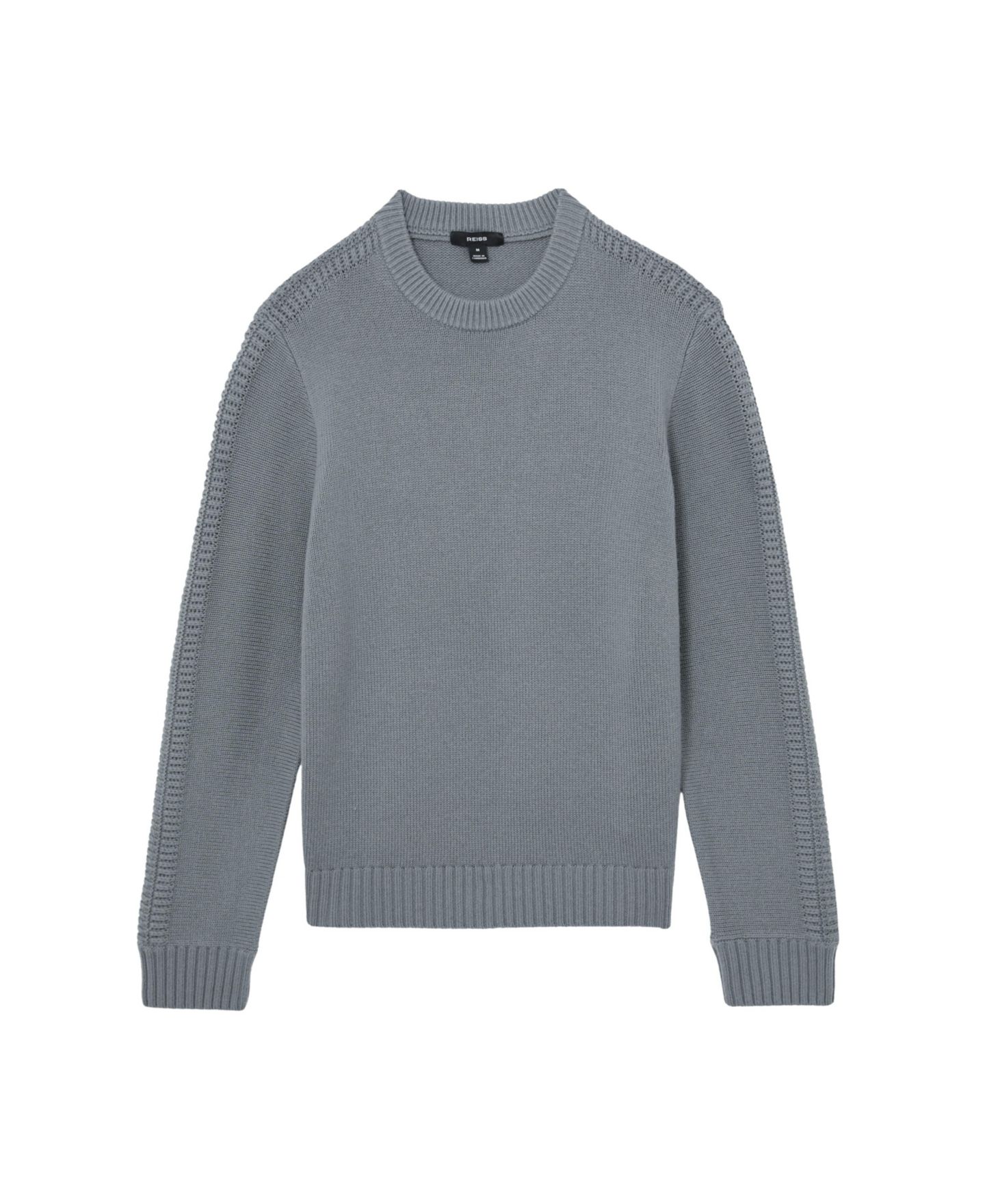 Мужской свитер REISS Beech Wool-Blend Rib-Detail Crew-Neck Jumper, цвет: Мягкий шалфейный — фото 4