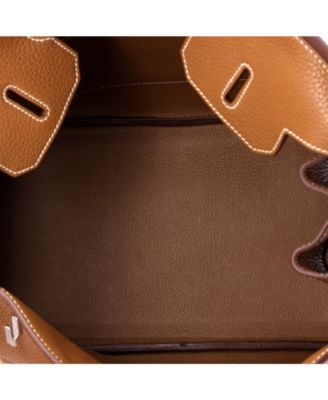 Birkin 35 Handbag Brown Clemence with Palladium Hardware