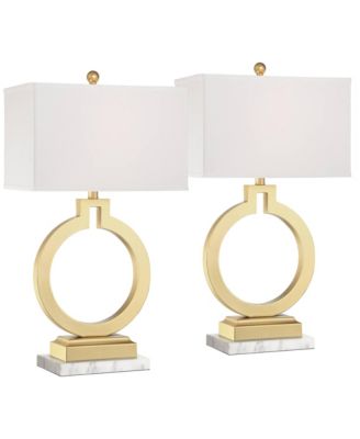 Lauren Modern Table Lamps Set of 2 with Risers 28 1/2" Tall USB Charging Port Rectangular Shade for Bedroom Living Room