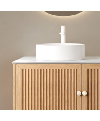 MUNIN 16'' Bathroom Sink, Round Vessel Ceramic Basin without Faucet, NO Cabinet, White