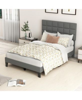 Modern Linen Bed Frame with Adjustable Headboard
