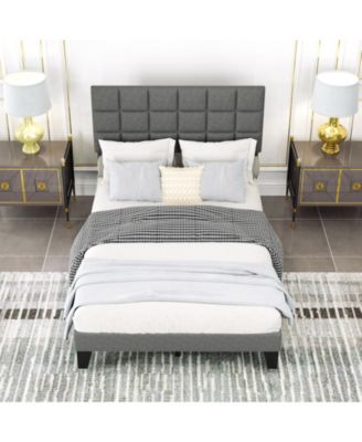 Modern Linen Bed Frame with Adjustable Headboard
